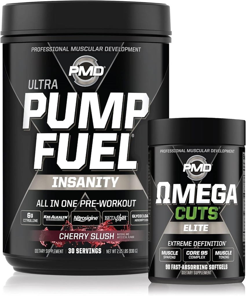 Αθλήματα PMD Ultra Αντλία Fuel Insanity - Προ προπόνηση – Cherry Slush (30 υπηρεσίες) Αθλητισμός Ωμέγα κόβει Elite Θερμογόνο Fat Burner (90 Softgels)