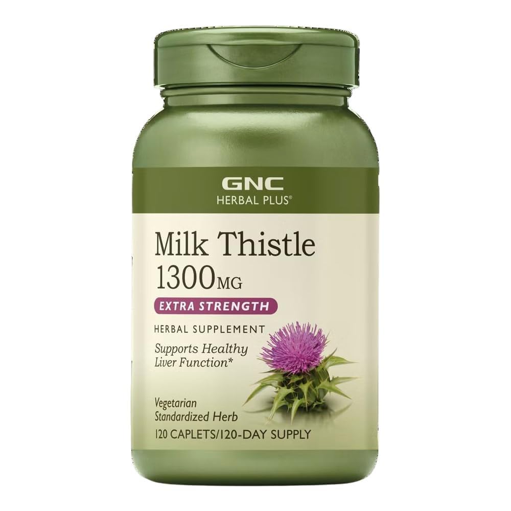 GNC Herbal Plus Γαϊδουράγκαθο γάλακτος 1300mg συμπλήρωμα, επιπλέον δύναμη, χορτοφάγοι, υποστηρίζει υγιή λειτουργία του ήπατος, 120 εξυπηρετούν