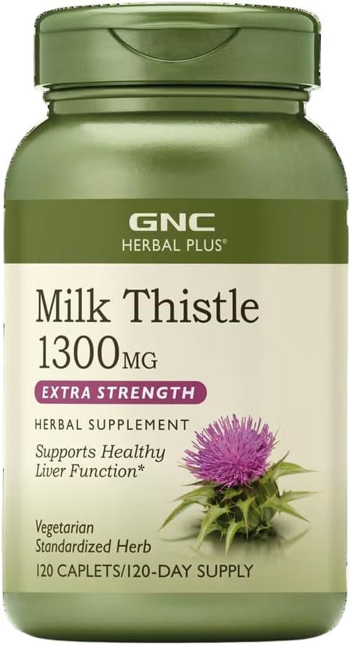 GNC Herbal Plus Γαϊδουράγκαθο γάλακτος 1300mg συμπλήρωμα, επιπλέον δύναμη, χορτοφάγοι, υποστηρίζει υγιή λειτουργία του ήπατος, 120 εξυπηρετούν