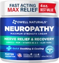 Owell Naturals Neuropathy Nerve Relief Cream, Maximum Strength, Greaseless, Natural Ingredients Arnica, Aloe Vera, MSM, Βιταμίνη B6 για τα πόδια, τα χέρια, τα πόδια, τα δάχτυλα δυσφορία, 4 fl Oz (πακέτο του 1)