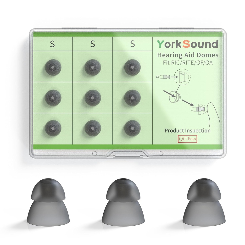 Σετ 9 βοηθημάτων ακοής Domes, Silicone Power Domes Κλείσιμο Domes Aut Tips, Audio Aid Replacement Domes, Sure Fit RIC RITE και Open Fit BTE Ενισχυτής ακοής, Smoky Color, Μικρό