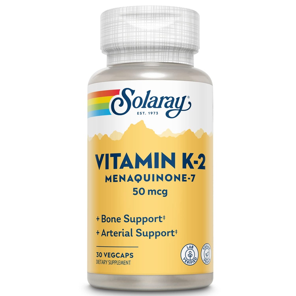 SOLARAY K2 MK7, Veg Cap (Btl-Plastic) 50mcg 
