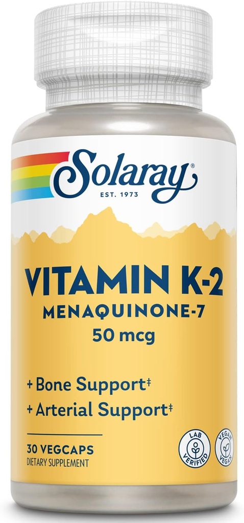 SOLARAY K2 MK7, Veg Cap (Btl-Plastic) 50mcg 