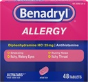 Benadryl Ultratabs Αντιισταμινική Αλλεργία Ιατρική, Διφαινυδραμίνη HCl δισκία, 48 ct