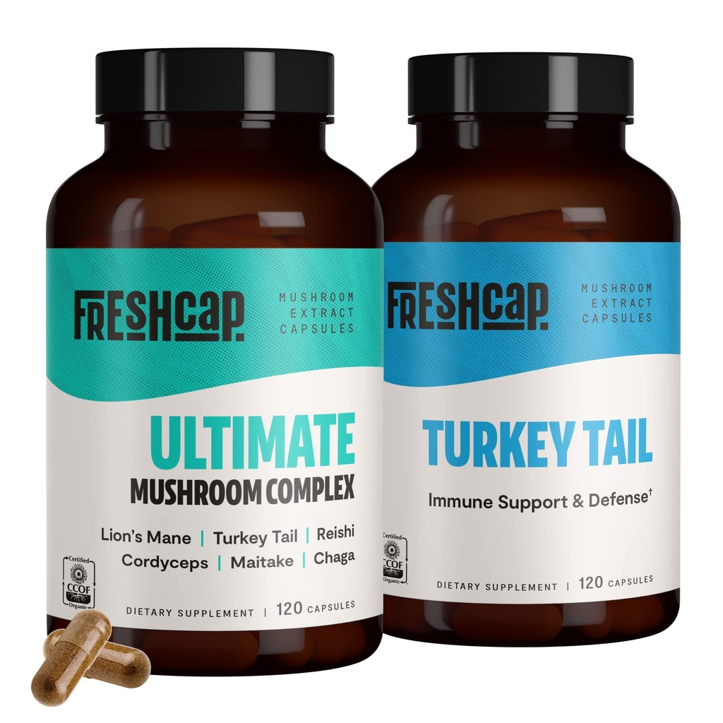FreshCap Mushrooms Immunity Bundle (Κάψουλες ουράς Τουρκίας και κάψουλες Mushroom Ultimate)
