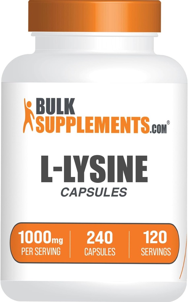 BulkSupplements.com L-Lysine HCl Κάψουλες - Αθλητικό συμπλήρωμα διατροφής, Lysine 1000mg - για την υποστήριξη του ανοσοποιητικού, χωρίς γλουτένη, 2 κάψουλες ανά υπηρεσία, 240 Count (Pack of 1)