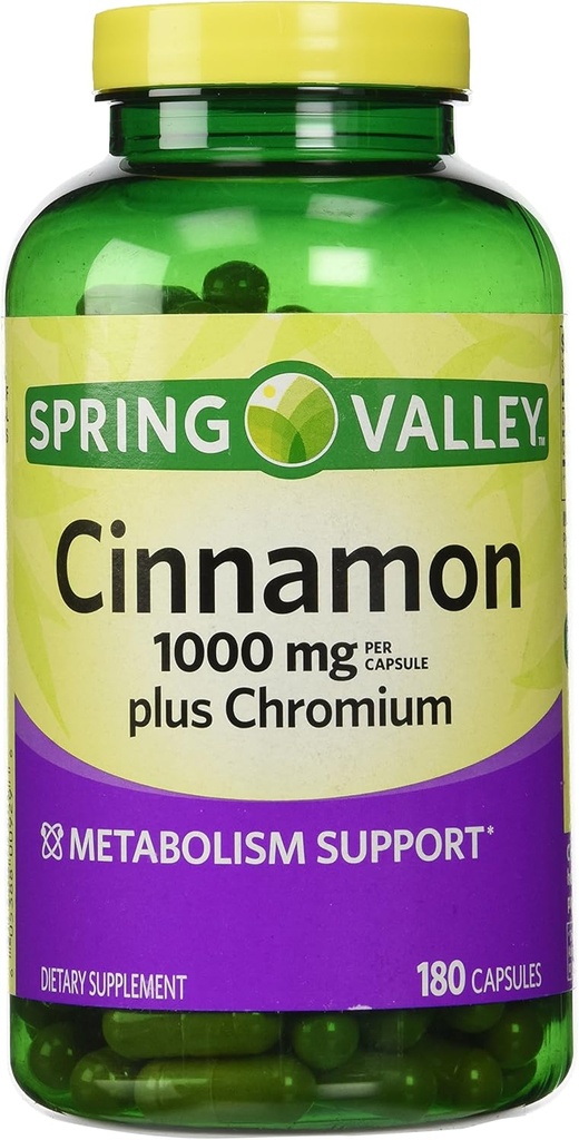 Ανοιξιάτικη Κοιλάδα Κανέλα 1000mg Plus Χρώμιο, 180 κάψουλες