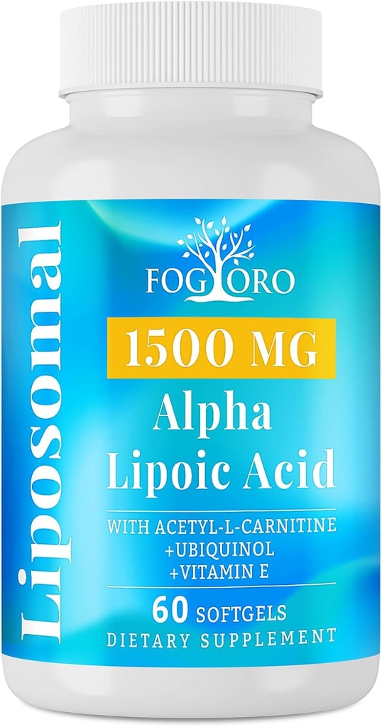 Fogoro Alpha Lipoic Acid 1500 mg-Liposomal ALA συμπλήρωμα για την παραγωγή κυτταρικής ενέργειας, Lipid Μεταβολισμός, Free Radical Scavenger,60 Softgels