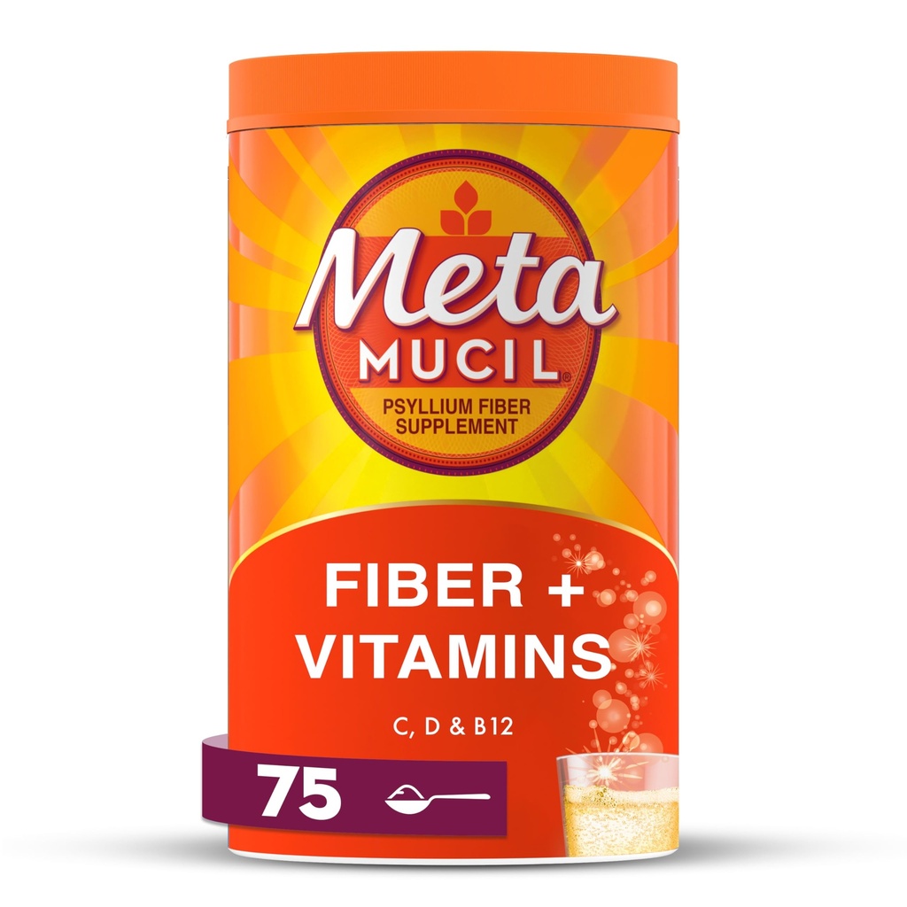 Metamucil, Metamucil 4-in-1 Fiber + Βιταμίνες C D & B12 Fizzy Fiber Supplement Powder - Εσπεριδοειδή, 24.9 Ουγγιά