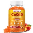 Sugar-Free CoQ10 Gummies 3000 mg - Plus Omega-3, Vitamin B3 & Zinc, High Absorption Coenzyme Q10 Supplements for Cellular Energy & Antioxidant Support, Vegan 60 Count