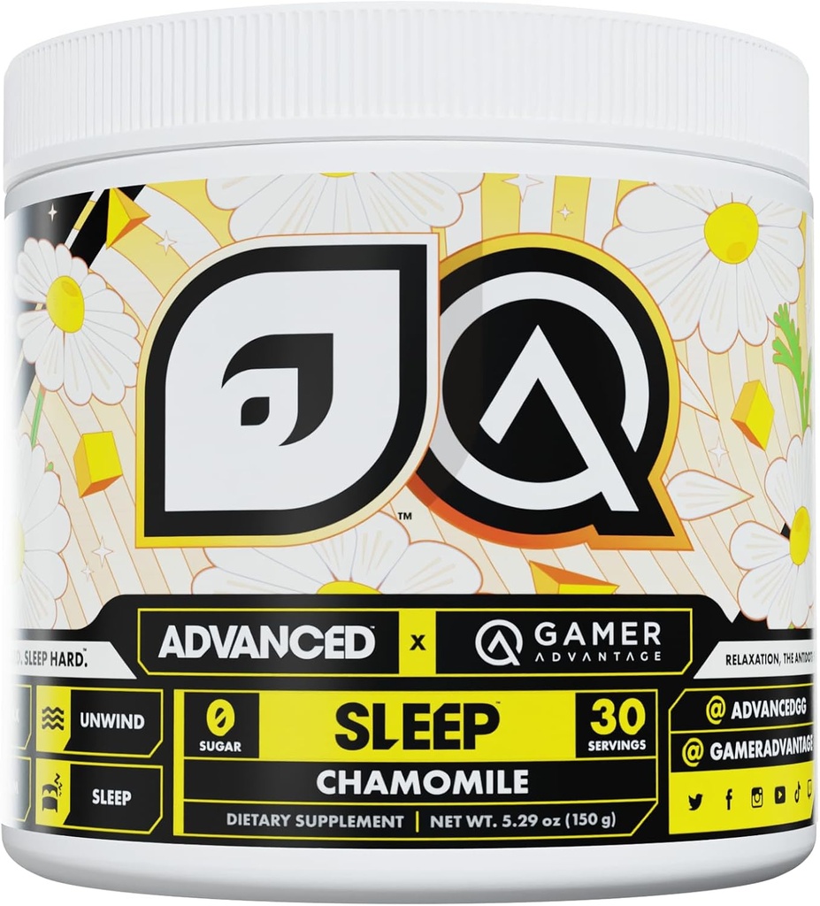 Advanced Sleep - Magnesium Sleep Supplement with Ashwagandha and L-theanine - Vegan, Sugar Free, Low Carb Sleep Drink Mix - Μελατονίνη Δωρεάν Sleep Aid (Χαμομήλι)