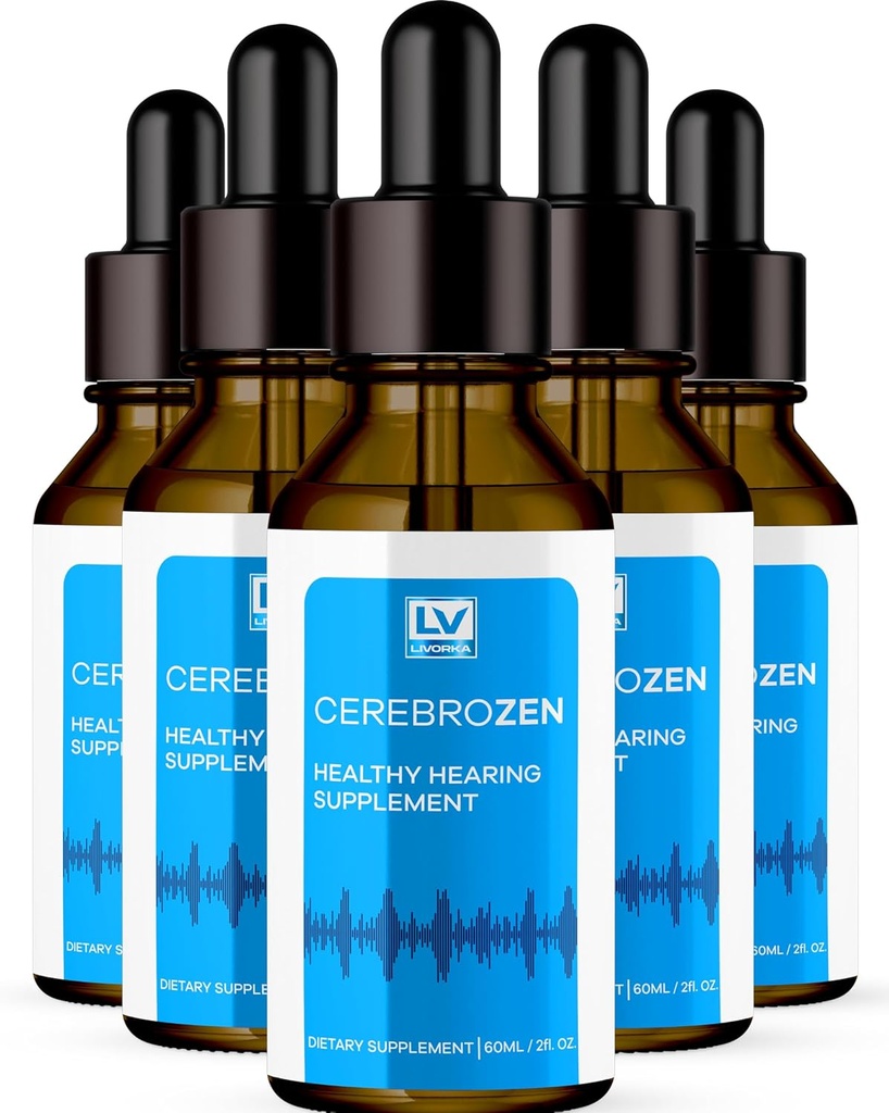 5 Pack - Cerebrozen σταγόνες αυτιού - Cerebrozen, Cerebrozen 24, Cerebrozen 360 υποστήριξη ακοής, Cerebrozen σταγόνες, Cerebrozen υγρό, Cerebrozen σταγόνες για αυτιά, 5 μπουκάλια για 5 μήνες