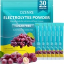 Ηλεκτρολυτές Powder Packets, 30 Sticks Hydration Packets Ζάχαρη Χωρίς, Ηλεκτρολυτές Ποτό Mix Φορητά Ηλεκτρολυτικά Πακέτα για Ταχεία Ύδρωση, 0 Ζάχαρη & 0 Θερμίδες, Γεύσεις Σταφυλιού