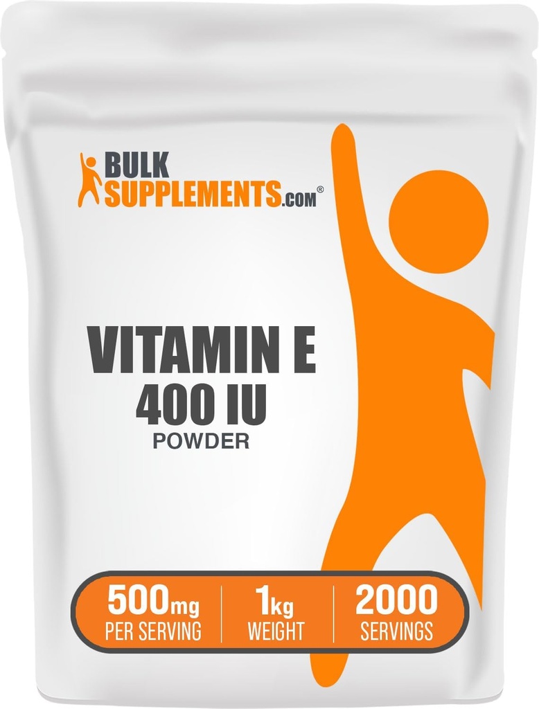 BulkSupplements.com Βιταμίνη Ε 400 IU Κόνις - ως D-Άλφα Τοκοφερόλη, Συμπληρώματα Βιταμίνης Ε - Χωρίς γλουτένη, 500mg ανά Σερβίρισμα, 1kg (2,2 lbs) (πακέτο των 1)