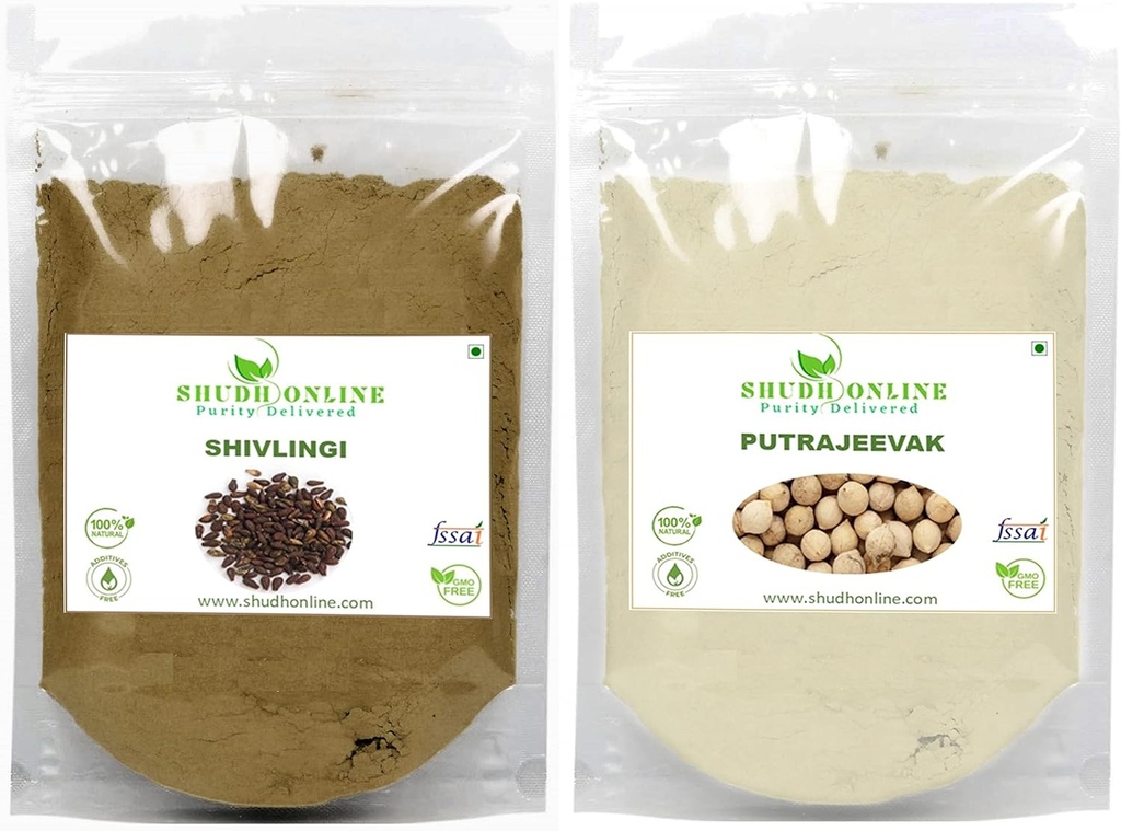 Shudh Online Sivalingi και Putrajivak Σπόροι σε σκόνη Combo (100 γραμμάρια το καθένα), Putrajeevak και Shivlingi Beej σκόνη, Putrijavak, Pudr Jivak, Shivalinga, Shivling