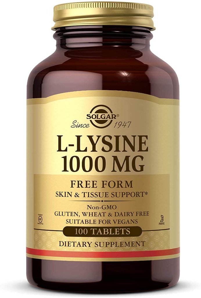 Solgar L- Lysine 1000 mg, 100 δισκία - Ενισχυμένη απορρόφηση και αφομοίωση - Προάγει την ακεραιότητα του δέρματος και των χειλιών - Υποστήριξη κολλαγόνου - Αμινοξέα - Μη ΓΤΟ, Vegan, Χωρίς γλουτένη - 100 Σερβιέτες