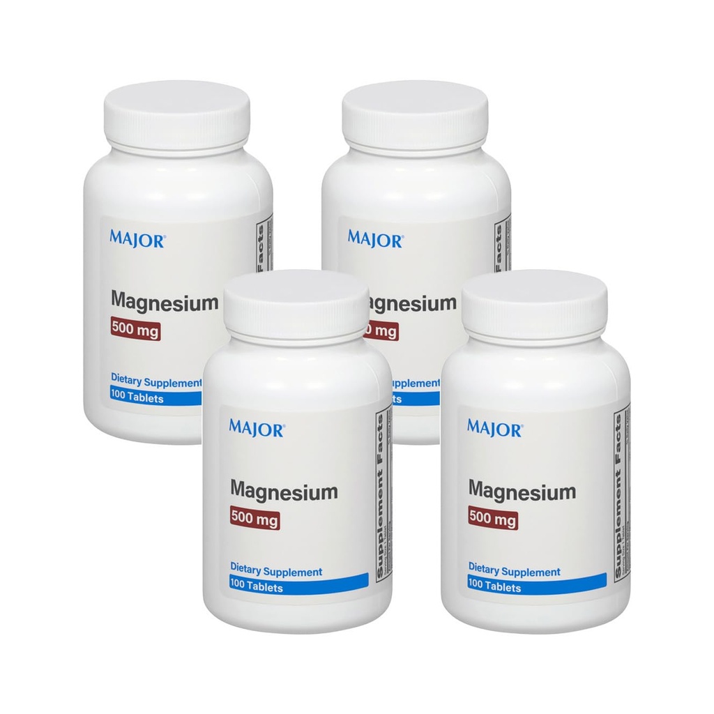 Major Magnesium 500mg - Δισκία οξειδίου του μαγνησίου - Συμπλήρωμα διατροφής - 100 Count (4 Συσκευασία)