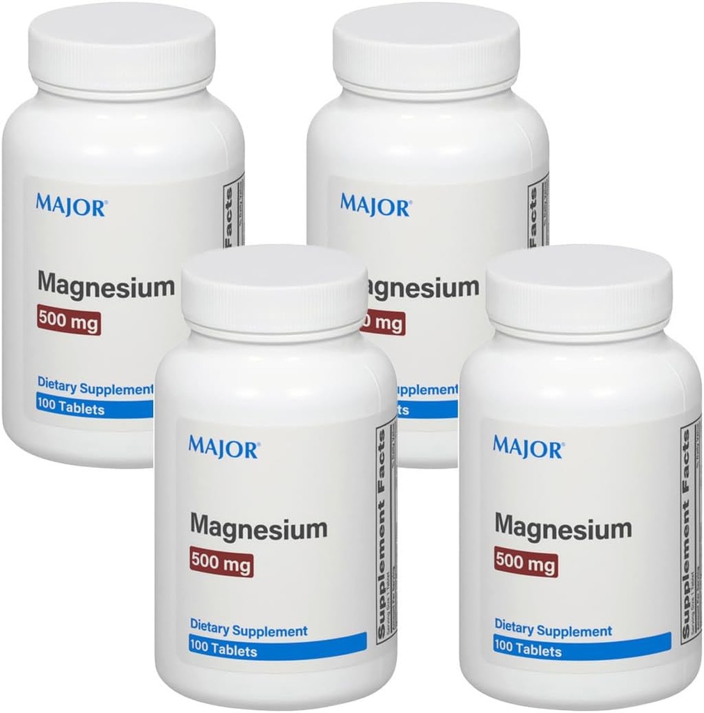 Major Magnesium 500mg - Δισκία οξειδίου του μαγνησίου - Συμπλήρωμα διατροφής - 100 Count (4 Συσκευασία)