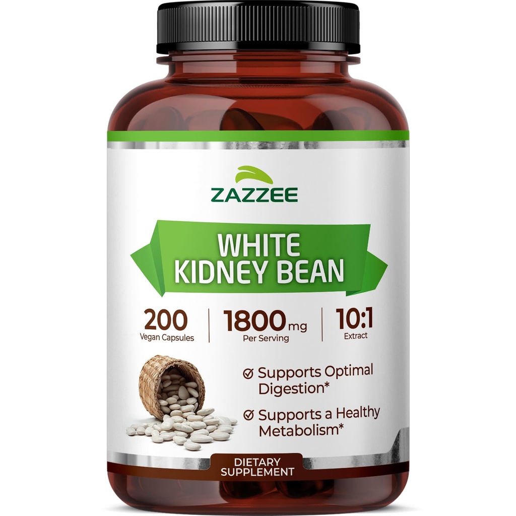 Zazzee White Kidney Bean 10:1 Extract, 1800 mg ανά υπηρεσία, 200 Vegan Κάψουλες, Πάνω από 2 μήνες προσφοράς, Standardized, συμπυκνωμένο εκχύλισμα 10X, 100% χορτοφάγοι, όλα-φυσικά και μη-GMO, Made in The USA