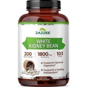Zazzee White Kidney Bean 10:1 Extract, 1800 mg per Serving, 200 Vegan Capsules, 2+ Month Supply, Phaseolus Vulgaris, Digestive Support, 10X Strength, 100% Vegetarian, Non-GMO, Made in the USA