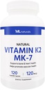 ML Naturals Φυσική βιταμίνη K2 MK-7 120 mcg 120 κάψουλες λαχανικών. Φυσικό MK-7/99% All-Trans MK-7. Υποστηρίζει την υγεία των οστών και της καρδιάς, βοηθά στην προώθηση της αγγειακής υγείας, NSF-Certified & cGMP-Compliant.