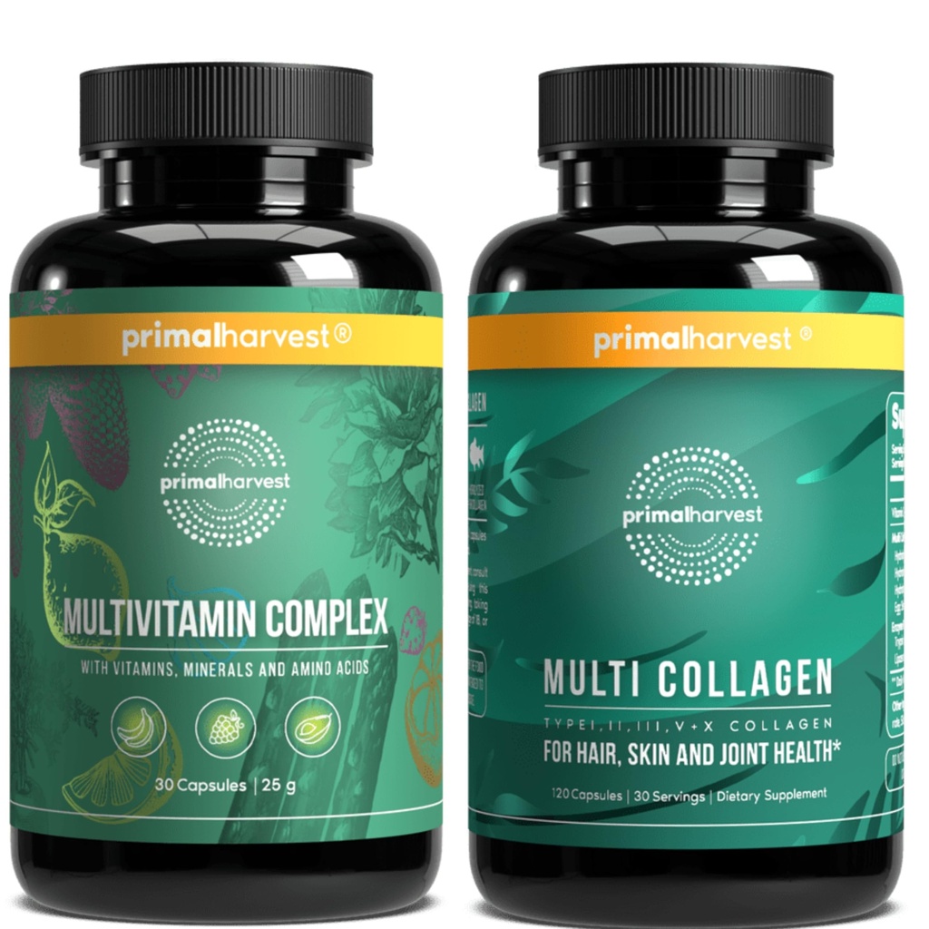 Primal Συγκομιδή Primal Mind Καύσιμα & Multivitamin Συμπληρώματα για γυναίκες και άνδρες Multi Vitamin Κάψουλες και Mind Fuel Pulls Bundle