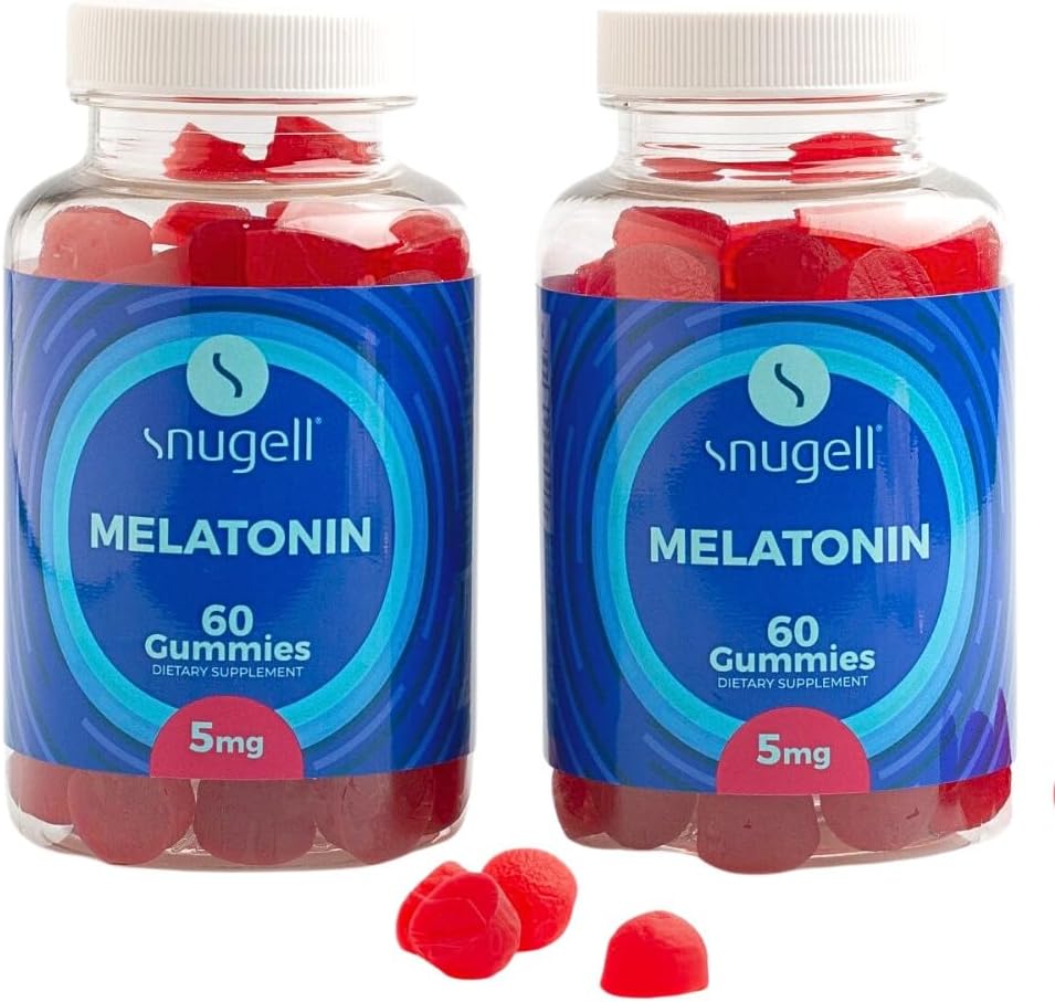 Snugell Melatonin Gummies 5 mg – 60 Count Dietary Supplement – Berry Blend Flavor for Natural Restful Sleep Support – Vegan, Non-Habit Forming, Non-GMO, Pectin-based, Gluten-free – Made in the USA (2)