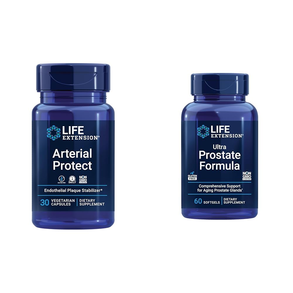Life Extension Arterial Protect - Blood Pressure Supplement for Heart Health & Ultra Prostate Formula, Saw Palmetto for Men, pygeum, stinging Nettle Root, lycopene