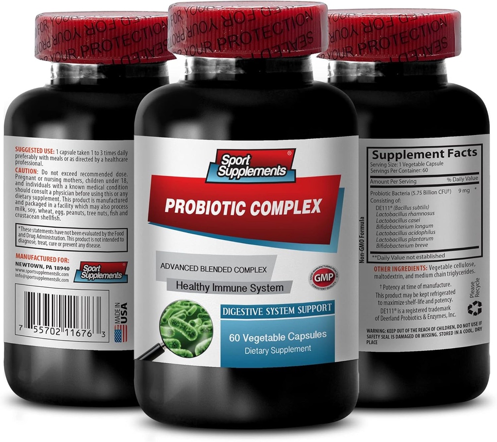 Probiotic Advanced Blended Complex - PROBIOTIC Complex - Healthy Digestive System, Probiotic Supplement, probiotic with Digestive Enzyme, probiotic Supplements for Gut Health, 1 Φιάλη 60 Καψάκια