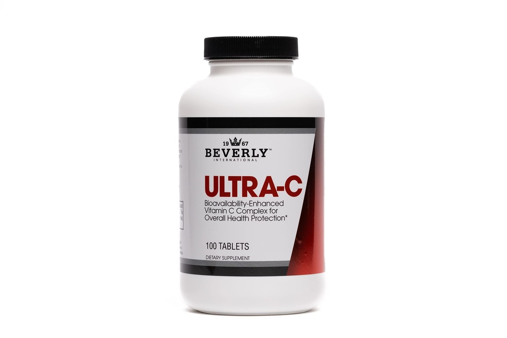 Beverly International Ultra-C, 100 Ταμπλέτες Βιταμίνης C Παρατεταμένης Χρήσης. Ιδανικό για γενική ευεξία και ανάκτηση. Φαρμακευτικός Βαθμός, Ενίσχυση Γ σας