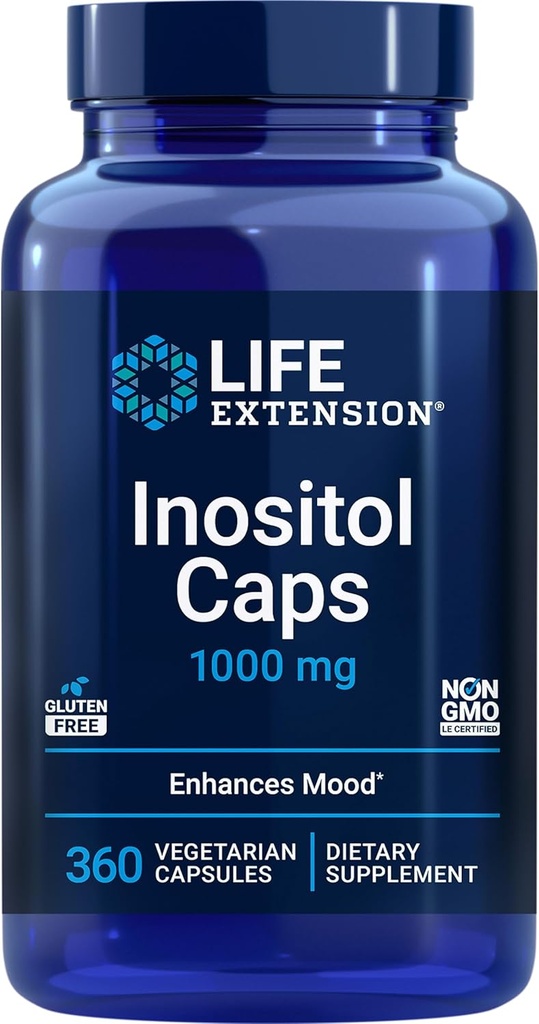 Life Extension Inositol Caps – 1000 mg, Myo-Inositol – Mood Health, Well- Being, Healthy Μεταβολισμός, Ορμονική Ισορροπία – Χωρίς γλουτένη, Μη ΓΤΟ, Χορτοφαγικά – 360 Κάψουλες