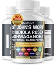 St. John's Wort Rhodiola Rosea Ashwagandha Holy Basil Valerian χαμομήλι Μαύρο πιπέρι -150 κάψουλες- Κατασκευασμένο στις ΗΠΑ