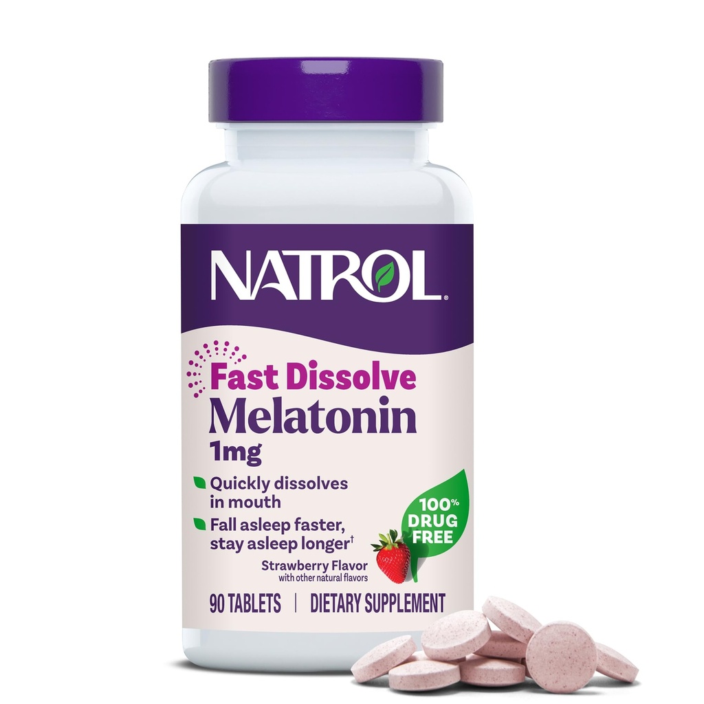 Natrol Γρήγορη διάλυση μελατονίνη 1 mg, Υποστήριξη ύπνου για ενήλικες