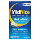 MidNite Επιστροφή στον Ύπνο Χαμηλή Δόση, 1, 5 mg Μελατονίνη Βοήθεια για τον Ύπνο, Μη Σχηματίζοντας Συντήρηση, Φυτικό Συμπλήρωμα Διατροφής για Ενήλικες, Χωρίς Ναρκωτικά, Χωρίς Γλουτένη, Χωρίς Λακτόζη, Χορτοφαγική, Vegan, 30 Γρήγορη Δισκία τήγματος