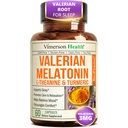Μελατονίνη 3mg Sleep Aid με L-Theanine & Valerian Root – Turmeric Curcumin Supplement με Ginger & Black Pepper – Organic Turmeric Supplement for Sleep, Calm and Stress Relief Support – 60 κάψουλες