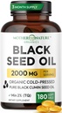 Black Seed Oil Capsules 2000mg ανά υπηρεσία, Βιολογικό κρύο Pressed Μαύρο Cumin, High TQ, ανοσοποιητική & κοινή υποστήριξη, 180 Count (3 Μήνας προσφοράς)