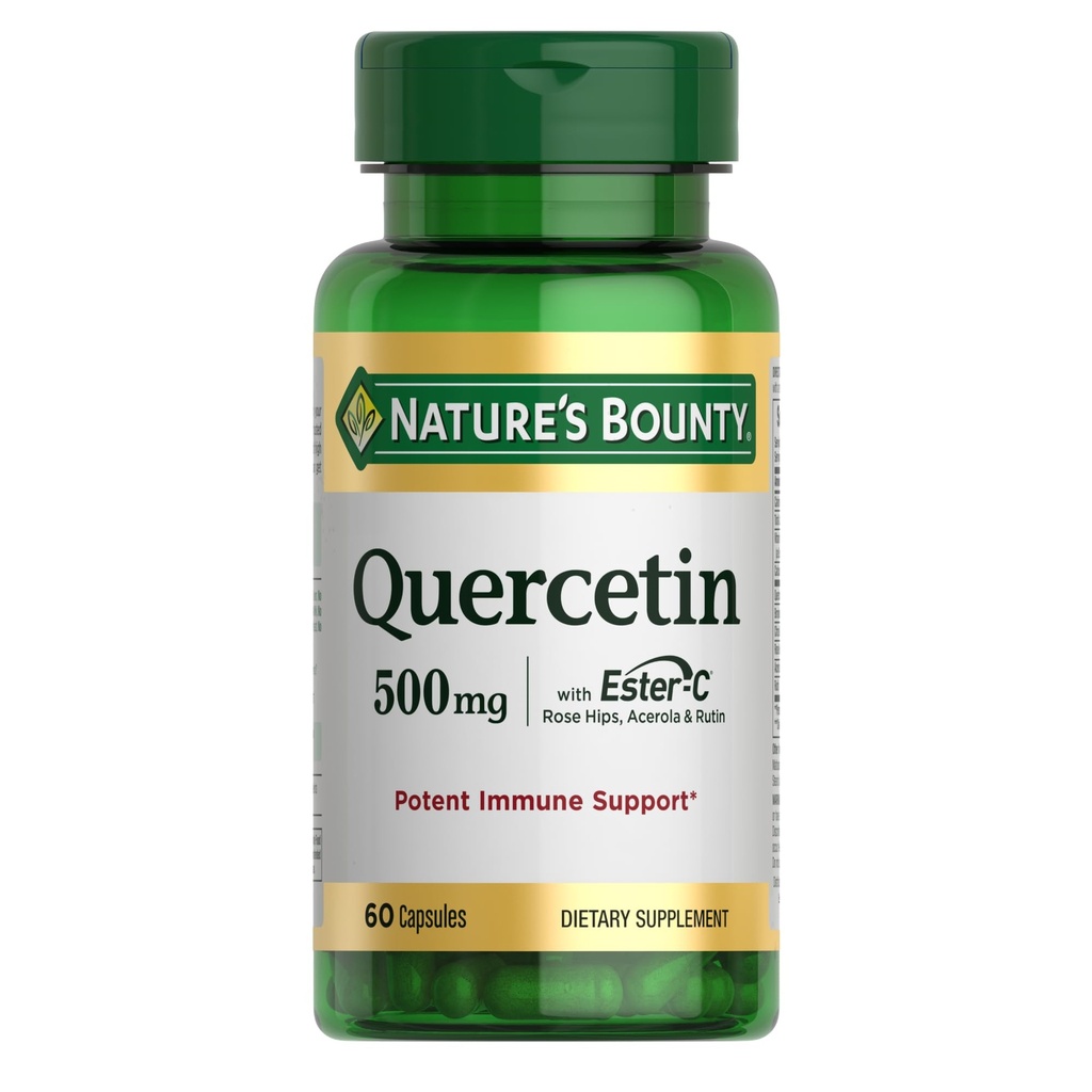 Bounty Quercetin της φύσης, ανοσοποιητική υποστήριξη, 500mg, με βιταμίνη C, Rose Hips, & Rutin, 60 μετρούν