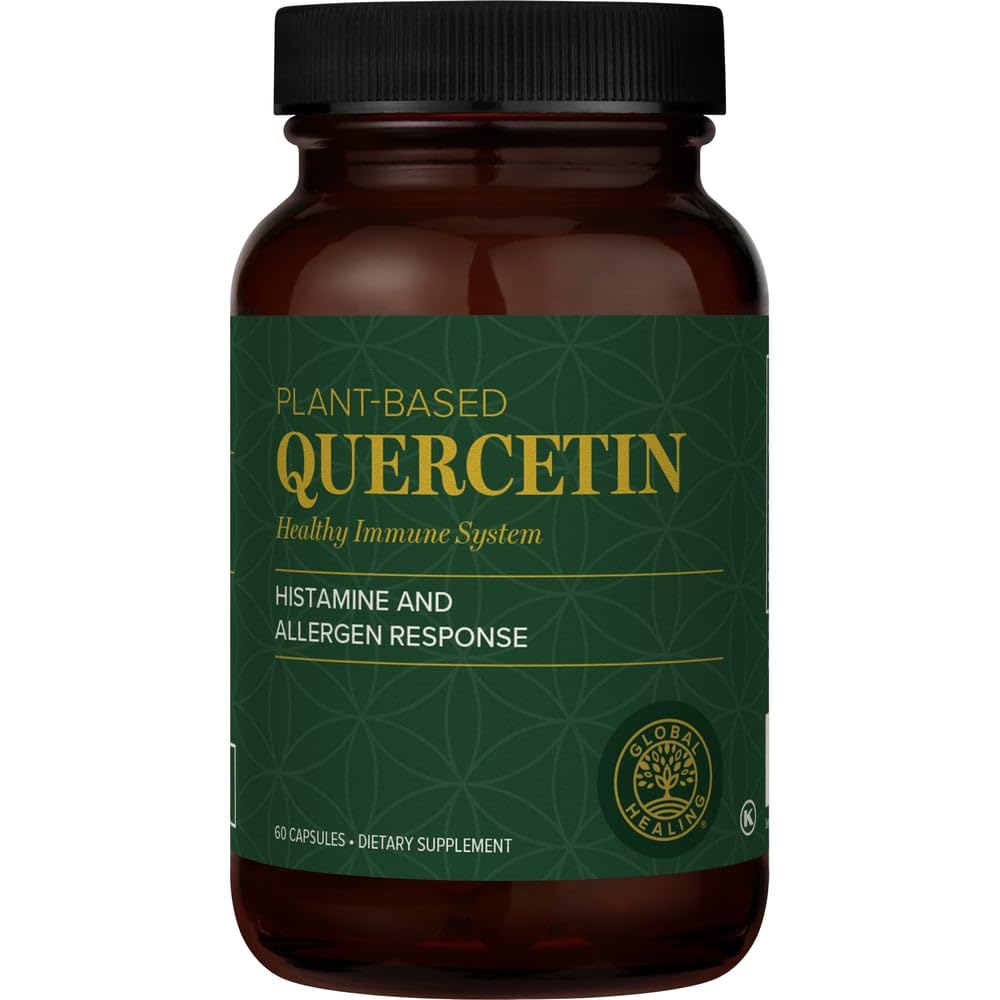 Global Healing Center Quercetin 250 mg συμπλήρωμα για την υποστήριξη του ανοσοποιητικού συστήματος, περιλαμβάνει QuerceFIT χωρίς Bromelain & ψευδάργυρο (60 κάψουλες)