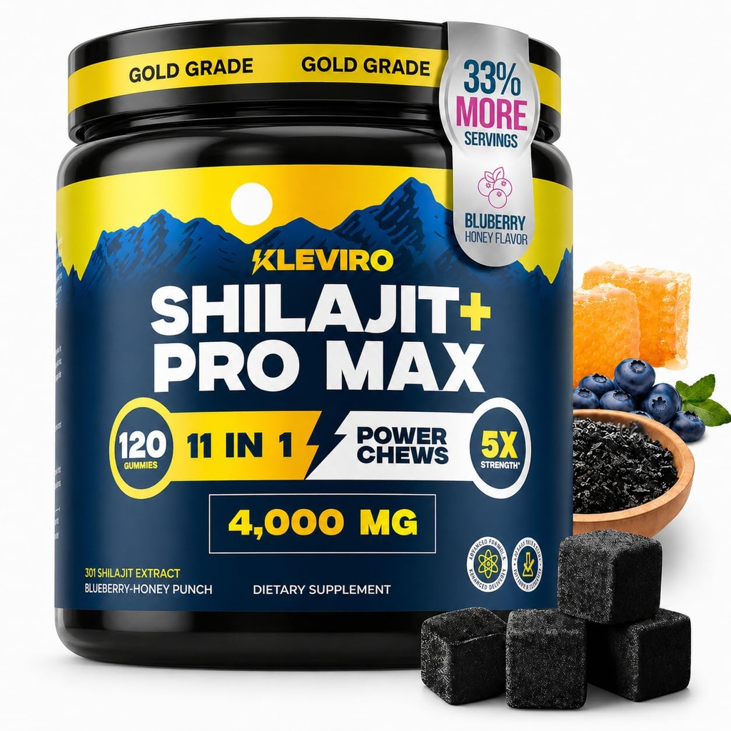 KLEVIRO 30:1 Shilajit Gummies for Men 