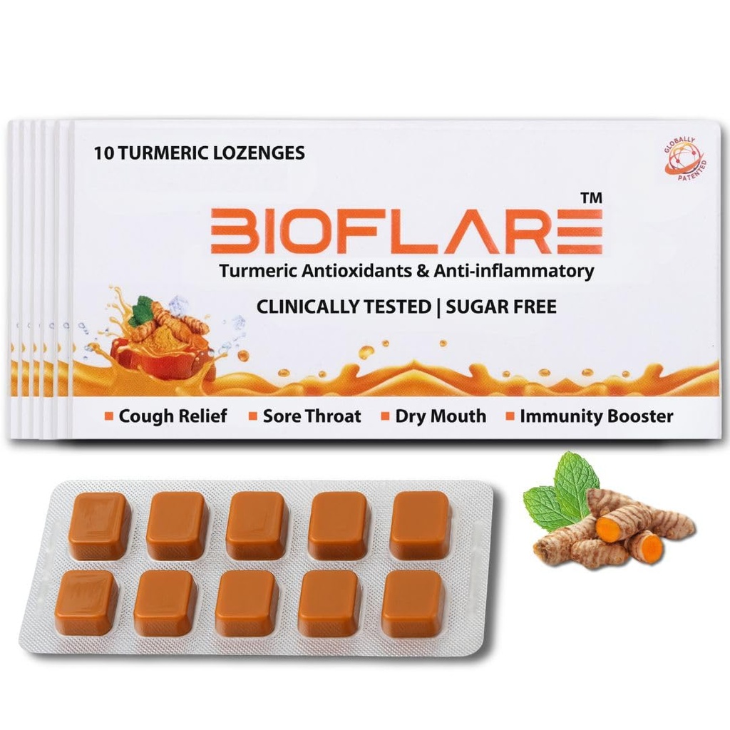 Turmeric Lozenges – Σταγόνες χωρίς ζάχαρη για ενήλικες, ανακούφιση λάρυγγα & ξηρό στόμα Lozenges – συμπλήρωμα κουρκουμίνης κουρκουμίνης, αντιφλεγμονώδης υποστήριξη, καταπιεστικό βήχα (6-πακέτο / 60 κόμης)