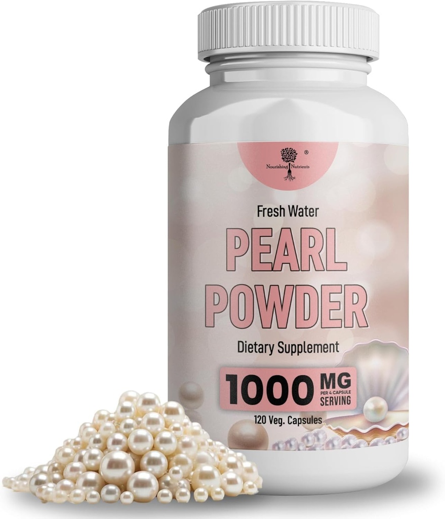 Pearl Powder Supplement for Skin Health - Anti-Gear, Antioxidant & Collagen Production - Healthy Eyes, Hair & Nails, Supports Immunity, Mood and Sleep - Με Calcium & Amino Acids 120 κάψουλες 1000mg