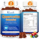 2 τεμ. Quercetin με Bromelain Gummies, Quercetin με Βιταμίνη C Ψευδάργυρος & Elderberry για το ανοσοποιητικό σύστημα & Αλλεργία, Μασώμενα & Vegan Gummies, Μικτή γεύση μούρου 120 κοχ