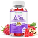 Ανοσοποιητική υποστήριξη Gummies - 8-σε-1 Φόρμουλα φυτικά συμπληρώματα με Astragalus, Elderberry, Quercetin, Bromelain, Echinacea, βιταμίνη C, D3 και ψευδάργυρο για την καθημερινή ισορροπία, Raspberry Flavor, 60 Count