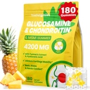 Γλυκοσαμίνη Chondroitin Gummies, 4200mg πρόσθετα συμπληρώματα ενίσχυσης Γλυκοσαμίνη Chondroitin με MSM & Elderberry για κοινή υγεία, ευελιξία, ανοσοποιητική υποστήριξη για ενήλικες, άνδρες και γυναίκες, 180 Count