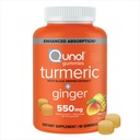 Qunol Turmeric και Ginger με μαύρο πιπέρι Gummies, Turmeric Curcumin Supplement, Joint Health Support Gummy, 90ct Gummies