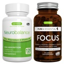 Νευροεξισορρόπηση + Focus Brain Booster Vegan Bundle, Υψηλής Απορρόφησης Μαγνήσιο ψευδάργυρου & B6 + καφεΐνη, Αμινοξέα & μεθυλιωμένες Β-βιταμίνες, από τον Igenus