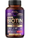Biotin 10000mcg με σιλικόνη - Φαρμακευτική Βαθμός Biotin συμπλήρωμα για τις γυναίκες - Hair Growth Support, Skin & Nails - Max Strength & 100% βιοδιαθεσιμότητα - Made in USA - 120 Softgels, 120 Days Supply