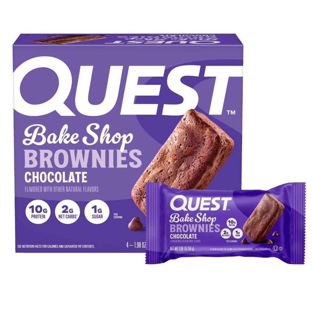 Quest Nutrition Bake Shop, Σοκολάτα Brownies, 10g Πρωτεΐνη, 2g Καθαρά υδατάνθρακες, 1g Ζάχαρη, 4 Count