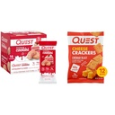 Quest Nutrition Frosted Cookies Twin Pack, Strawberry Cake, 1g Sugar, 10g Protein, 2g Net Carbs & Cheese Crackers, Cheddar Blast, High Protein, Low Carb, Made with Real Cheese, 12 Ct