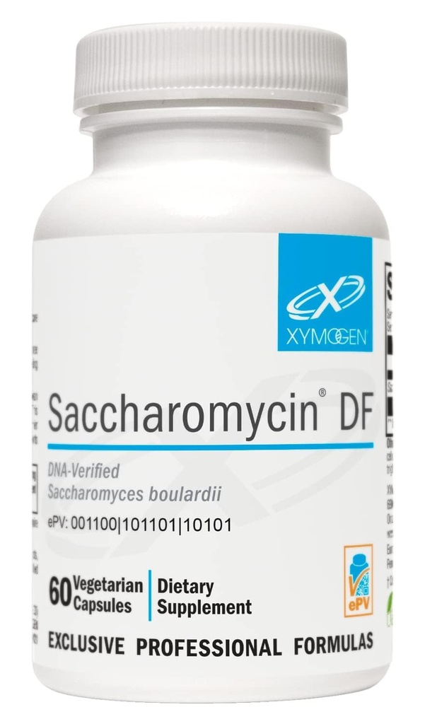 XYMOGEN Saccharomycin 10B - Στομαχικό οξύ-resistant, DNA-Verified Saccharomyces boulardii - Γαλακτοκομικά Χωρίς προβιοτικά για την υποστήριξη των ούρων & ανοσοποιητική υγεία - Πρώην Saccharomycin DF (60 κάψουλες)